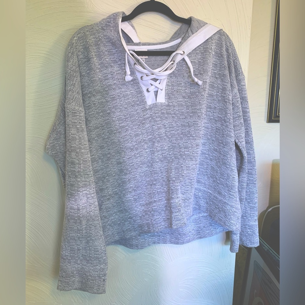 Heather grey lace front Hoodie